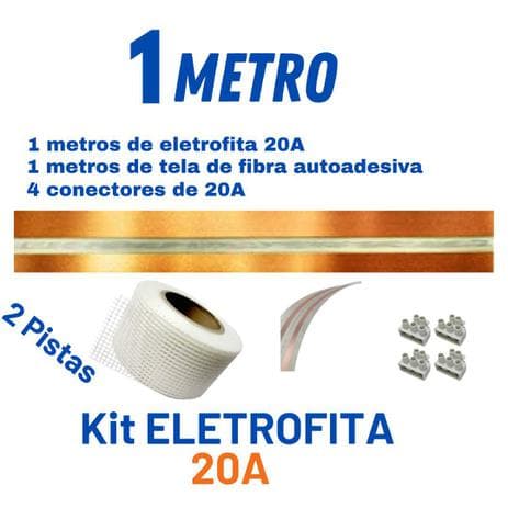 Eletrofita 20A 2 Pistas 750V Metro + 4 Conectores + Tela