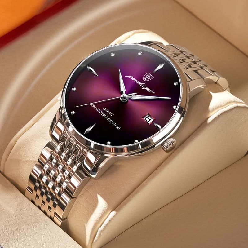 Men's Watch Luxury Night Light Watch Stainless Steel Waterproof Sports Quartz Date Commercial Watch