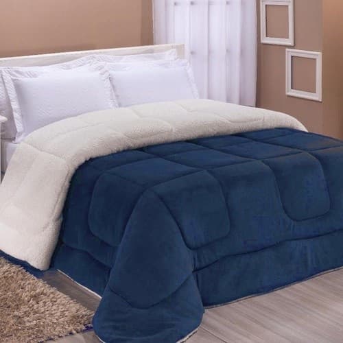 Coberdrom Queen 2,40m x 2,20m Alaska Sherpa de Carneiro e Manta Peludinha