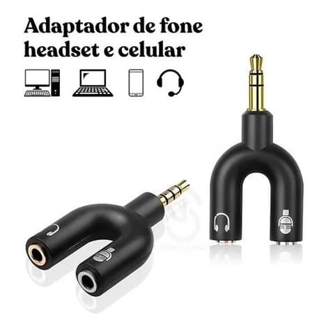 Adaptador P2 X P3 Áudio Para Fone Headset Microfone Lapela