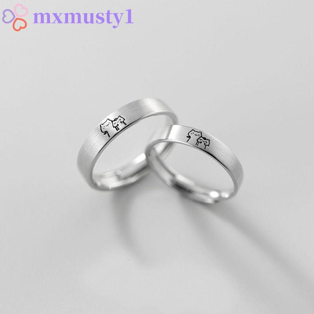 MXMUSTY Anel Ajustável de Gato em Prata Romântico para Casais Dia dos Namorados Casamento e Aniversário Acessório