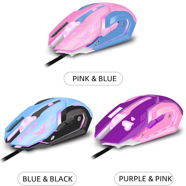 Mouse Com Fio RGB Gaming USB DPI Ajustável 4 Graus 1200-1600-2400-3200 Leve Colorido