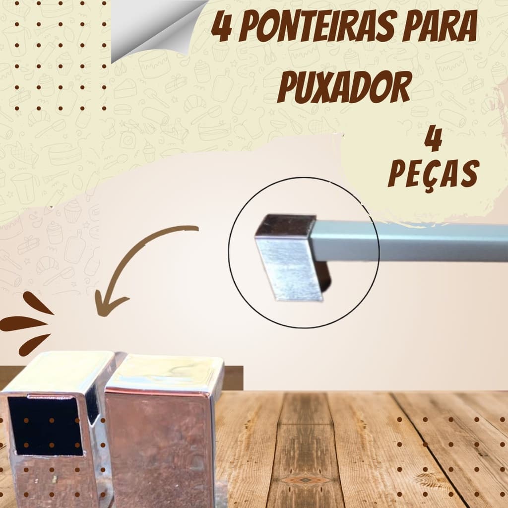 kit 4 peças de pontas de puxador ajustavel armario regulavel