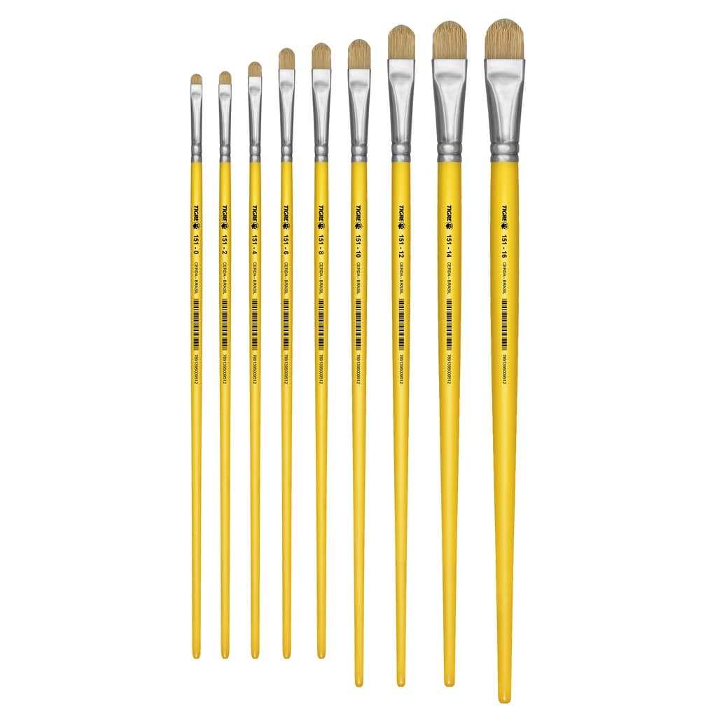 Pincel Tigre 151 Lixado Língua de Gato Cerda Natural Cabo Longo 151 para pintura de tecido Não é Kit
