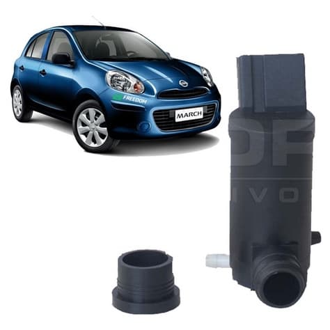 Bomba Esguicho Água Parabrisa 2001 a 2020 Nissan March 1.0 1.6 12V 2 Saídas Novo