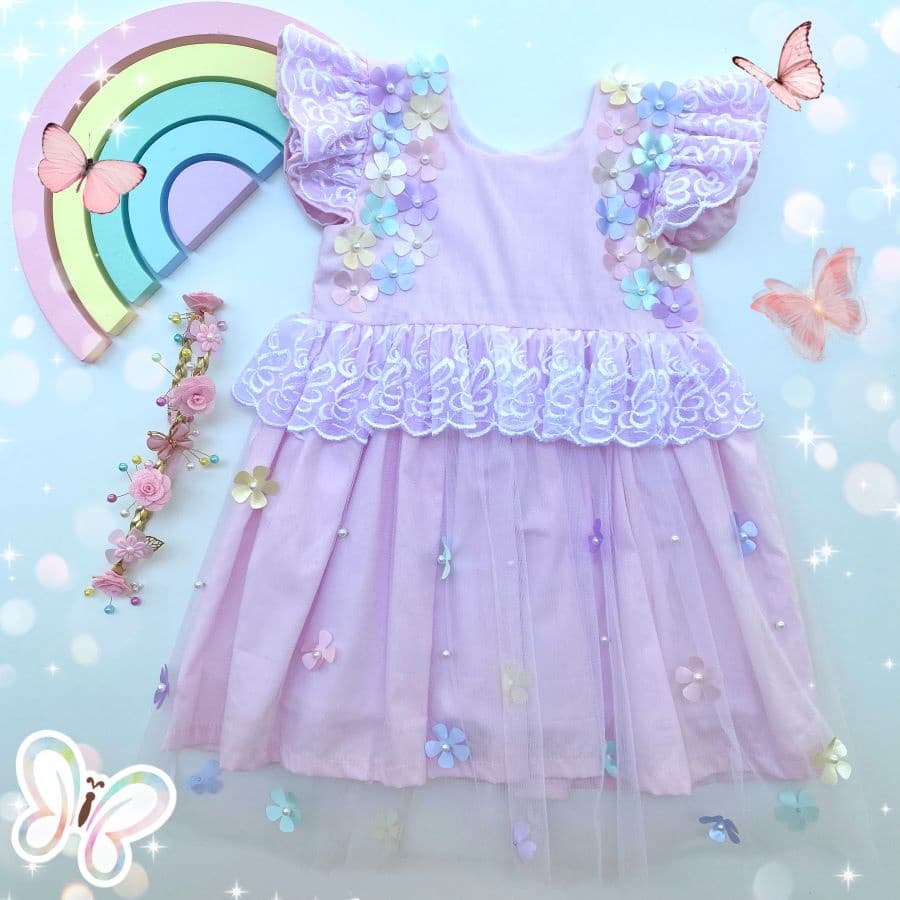 VESTIDO JARDIM ENCANTO ROSA INFANTIL MENINA BEBÊ PERSONALIZADO
