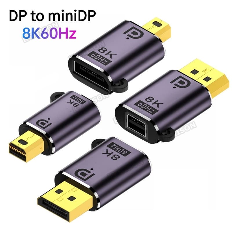 8K Mini DP Displayport 1.4 Adaptador Conversor 8K @ 60Hz 4K 144Hz Para Extensor De Conector Macho Fêmea PC Laptop TV