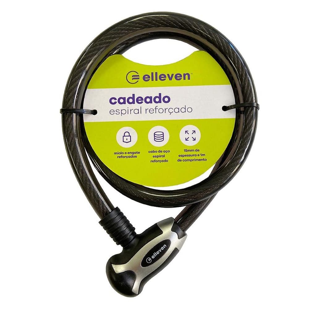 Cadeado Elleven 1mt X 15mm Cabo Aço Bicicleta Moto Chaves
