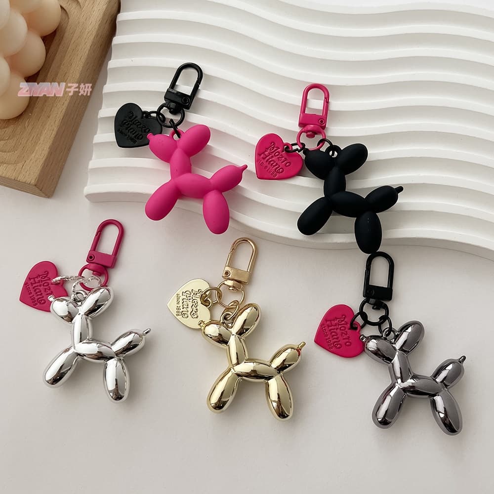 Rosa Amor Balão Cão Chaveiro Casal DIY Saco Pingente Charme