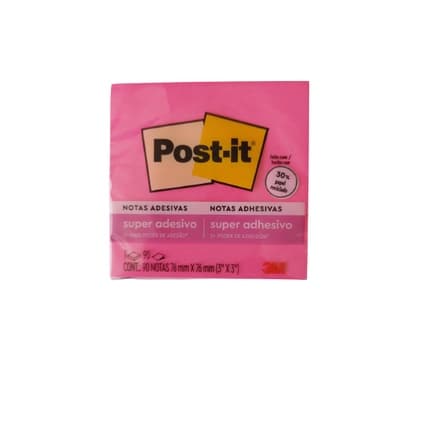 Bloco adesivo 3M post-it 76X76mm pink neon 90 folhas