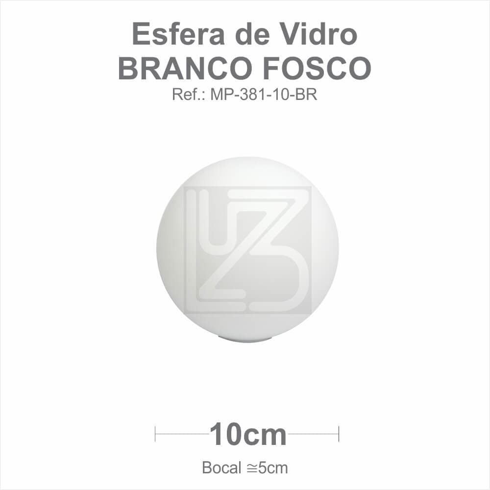 VIDRO ESFERA S/ COLARINHO 10CM BOCAL 4CM - BRANCO FOSCO