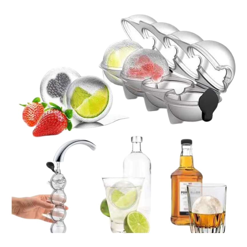 Forma Plastica 4 Gelos Bola Esferas Grande Bar Whisky Bebida Água Saborizada