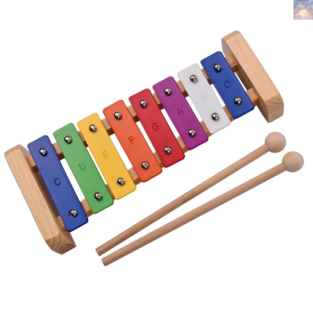 Msth Wood Pine Xilofone 8-Note C Chave Percussão Toddle Kid Brinquedo Musical