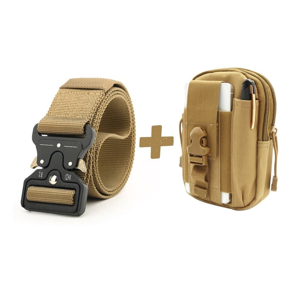 Cinto Tático Militar Com Fivela De Engate Rápido + Pochete
