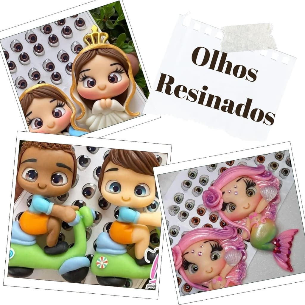 Olho Adesivo resinado KIT 3 a 10 cartelas para biscuit, feltro e EVA