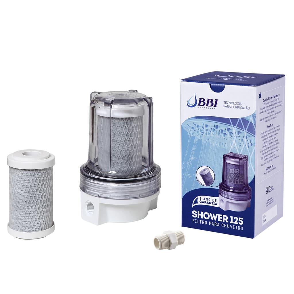 Filtro Chuveiro BBI Shower 125 Transparente Remoção Cloro