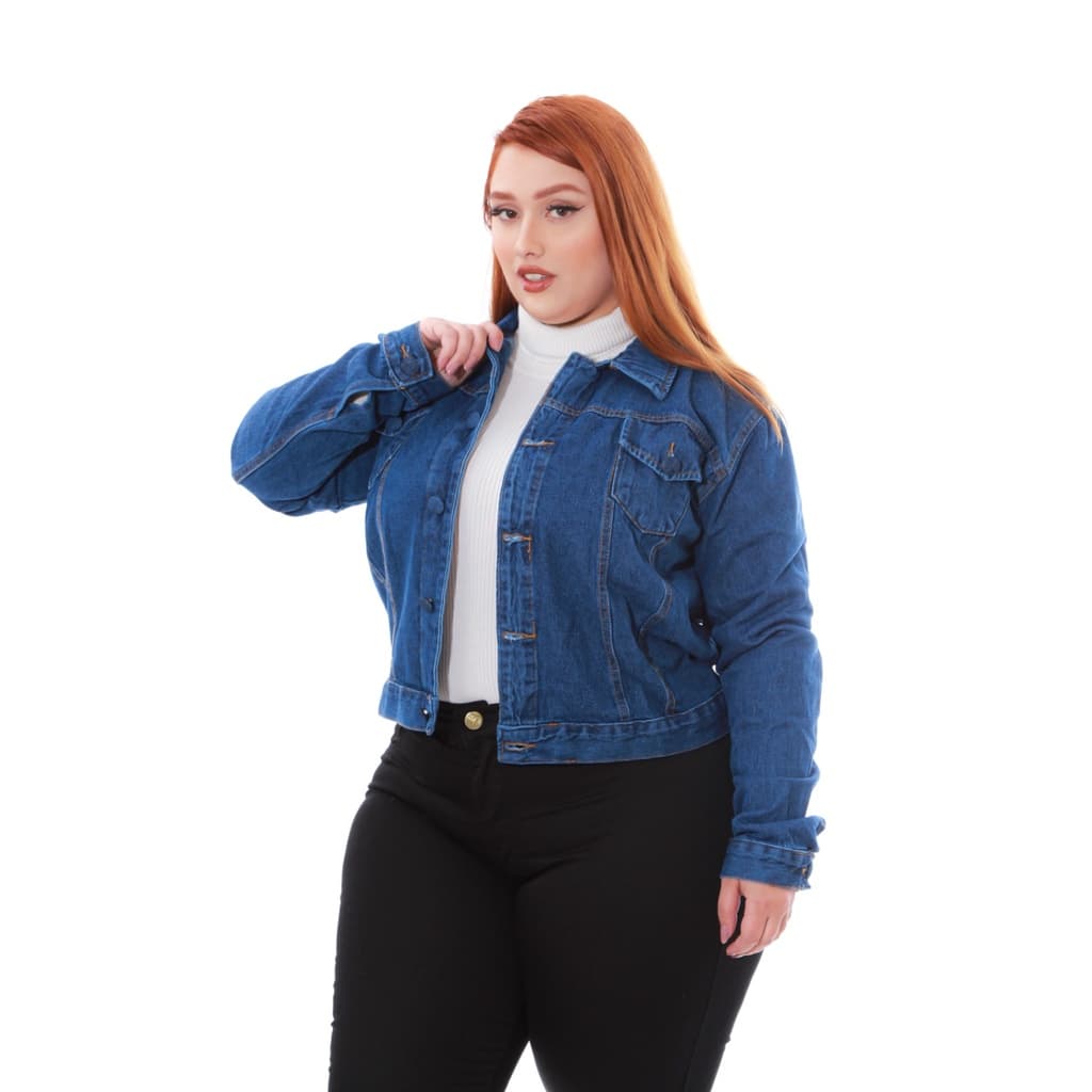 Jaqueta Jeans Plus Size Feminina