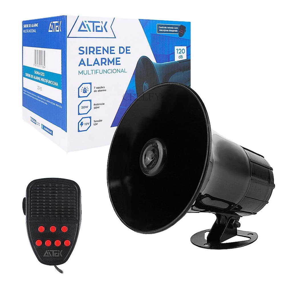 Sirene de Alarme Multifuncional Escola Empresas 120dB 12V