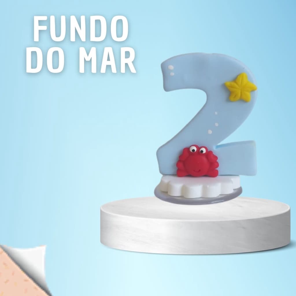 Vela Fundo Do Mar Pavio Magico c/ Base para Bolos e Festas