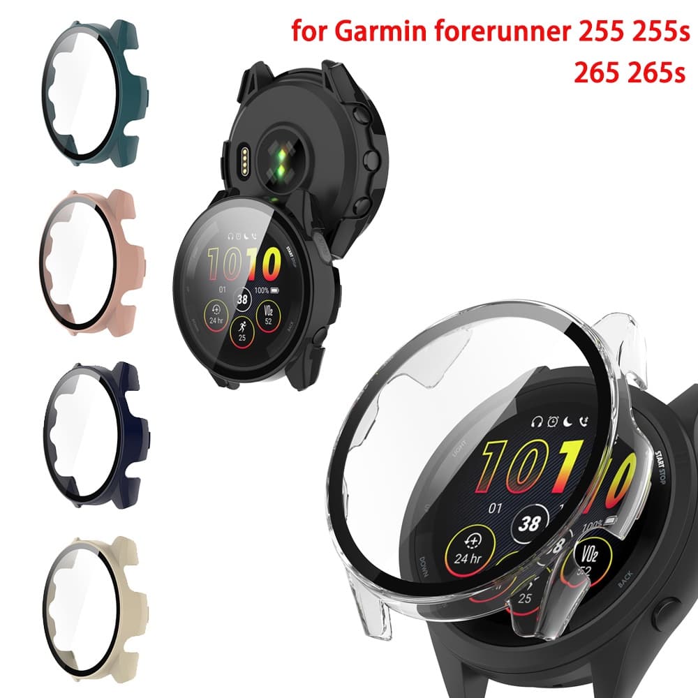 Adequado para Garmin Forerunner 255 255s 265 265s música PC chassi + HD Ultra-fino vidro temperado integrado caso