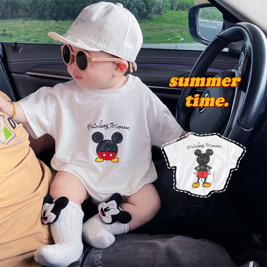 Roupas Para Bebês Recém-Nascidos Mickey Manga Curta Romper Toddler Cosplay Onesie Outfits