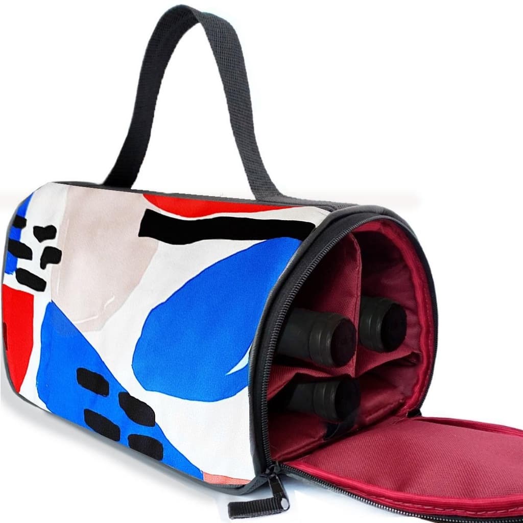 Bolsa Térmica Bag Porta Vinho 3 Garrafas ou Taças Passeios Estampada Maleta Alça de Mão Camuflada