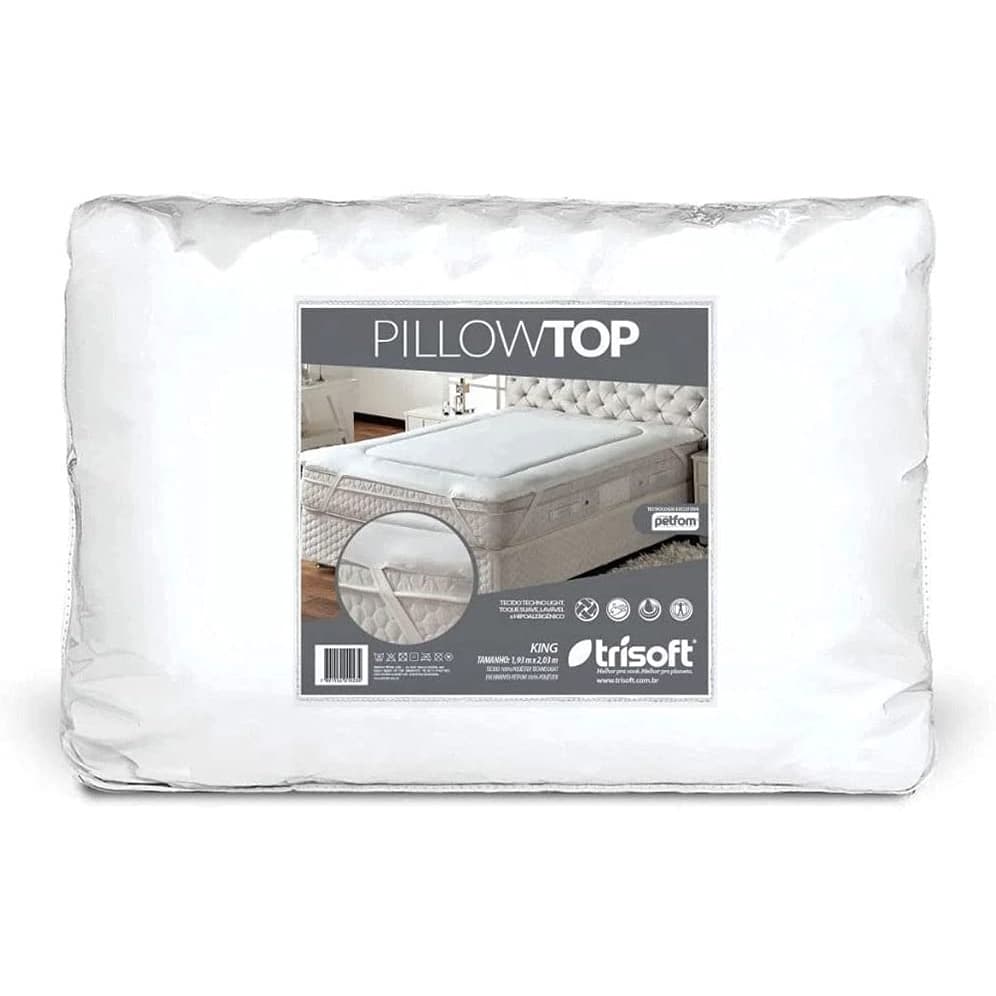 Pillow Top Protetor de Colchão Solteiro 0,90x1,90m Trisoft