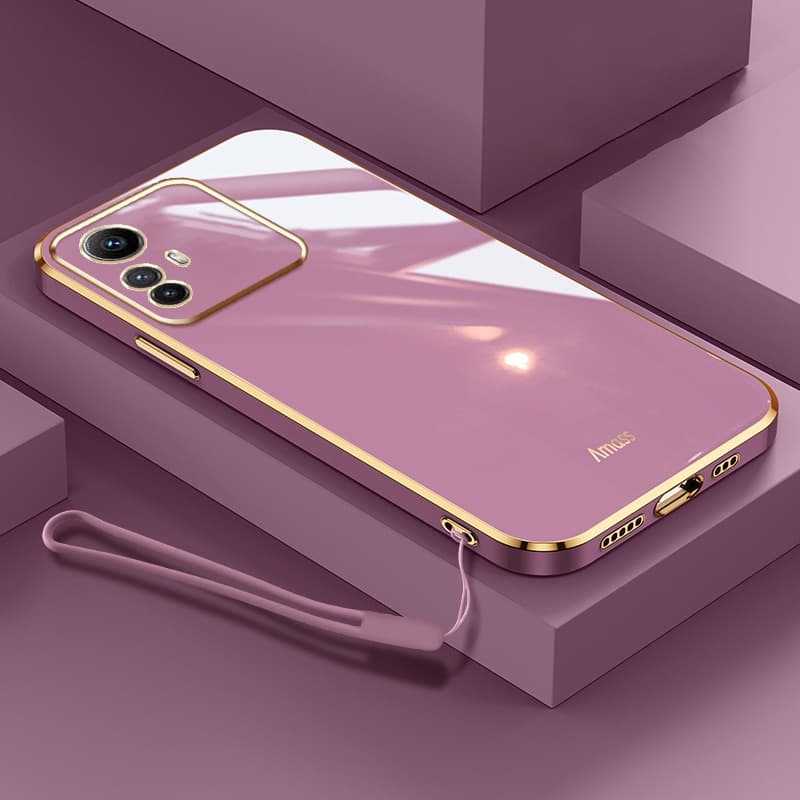 Estilo Luxo De Borda Reta Lanyard Free Capinha Para Xiaomi Redmi Note 12S Novo Design Square De Telefone Com Revestimento Macio