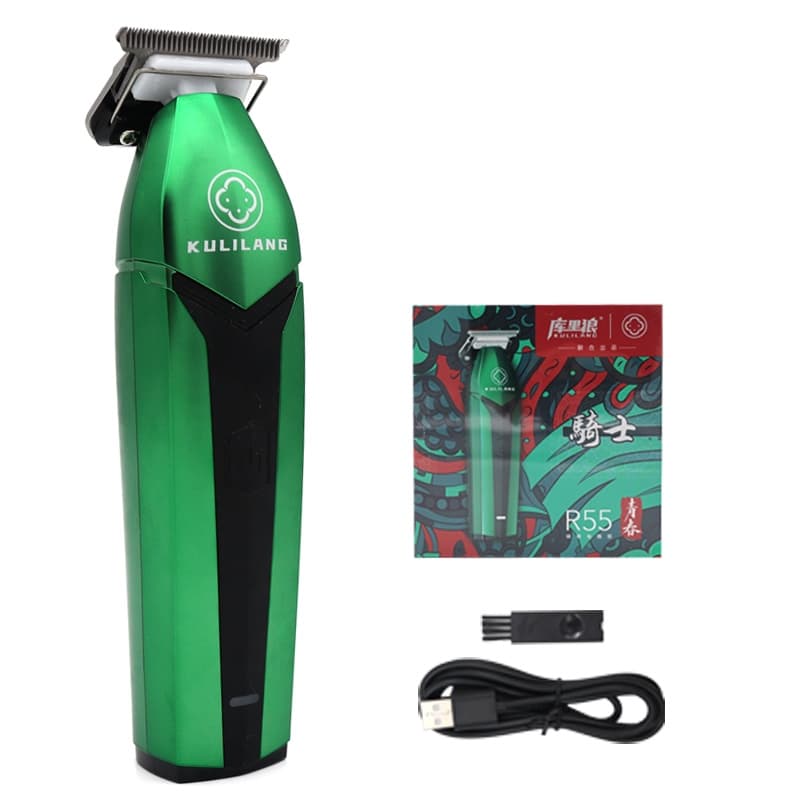 2023 Nova Madeshow Kulilang R55 Máquina Aparador De Cabelo Verde Profissional De Cortar Para Homens Carregamento USB Cor