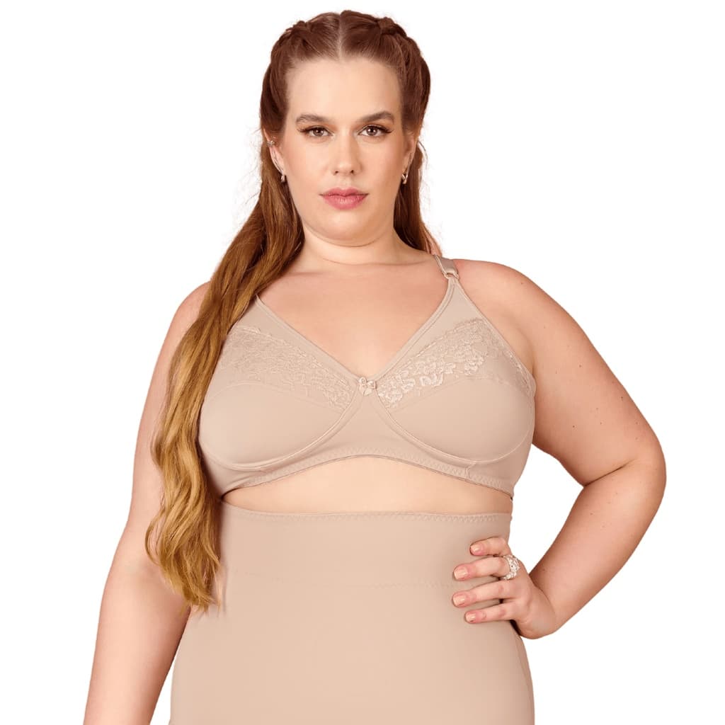 Sutiã Plus Size Sustentação Com Renda Extra Alças largas Reforçadas Sem Aro Sem Bojo Cetinete Power