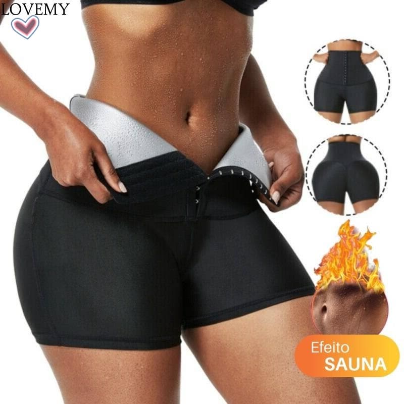 Calças Sauna Perda De Peso Formador De Emagrecimento Ginásio Curto Treinamento De Cintura Abdominal Leggings