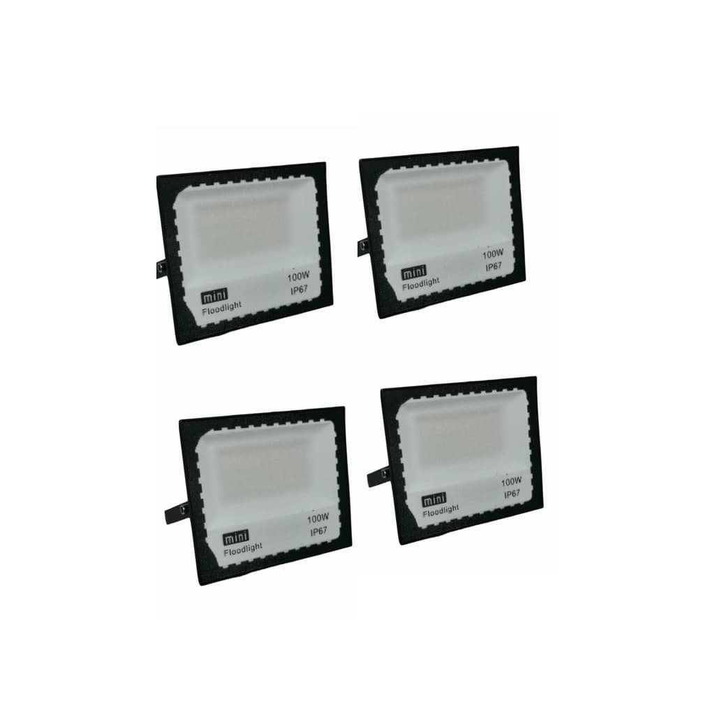 kit 4 Refletor Led 100w Holofote Prova Dágua Ip66 Branco Frio bivolt
