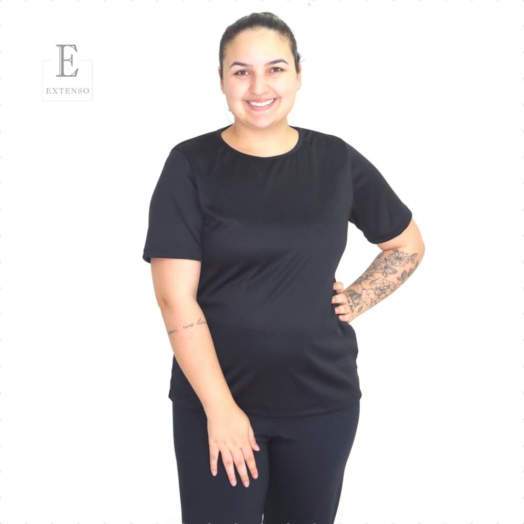 Camisa Feminina Fitness Térmica Treino Atividade Plus Size Manga Curta Várias Cores