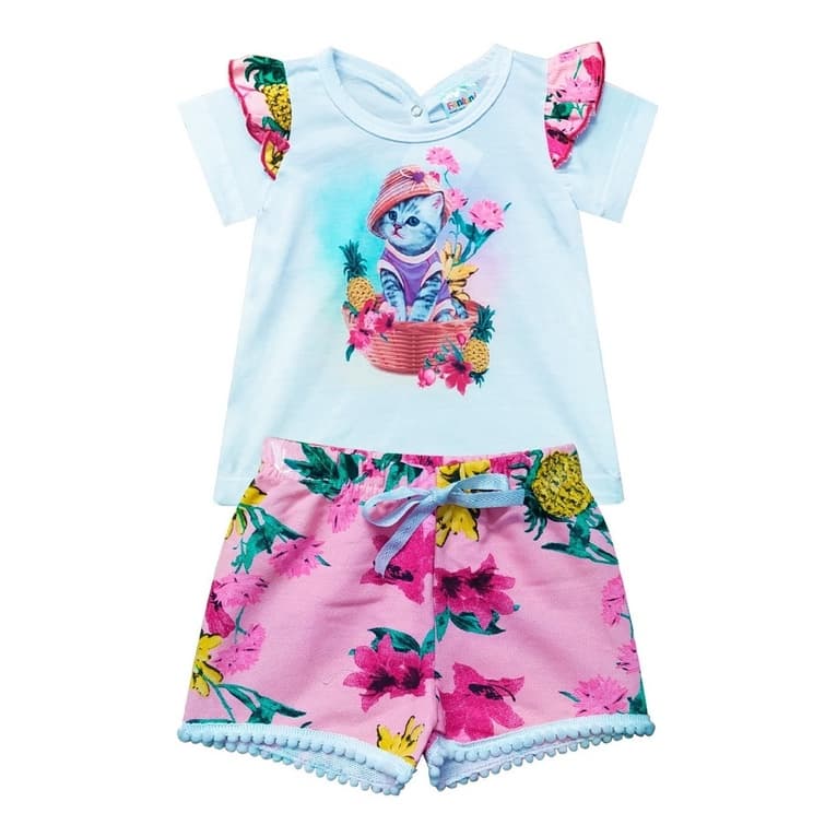 Conjunto Infantil Blusa E Shorts Menina Algodão Atacado Baby