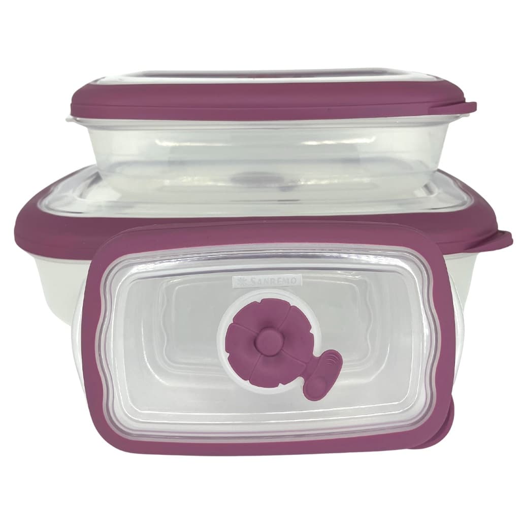 Conjunto 3 Potes Retangulares 430ml 1,26L 2,4L Sanremo Marmita Micro ondas Roxo