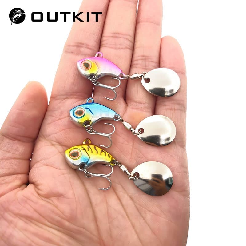 OUTKIT Nova Chegada Metal Mini VIB Com Colher De Pesca Lure 5-20g Inverno Atrações Tackle Crankbait Vibration Spinner