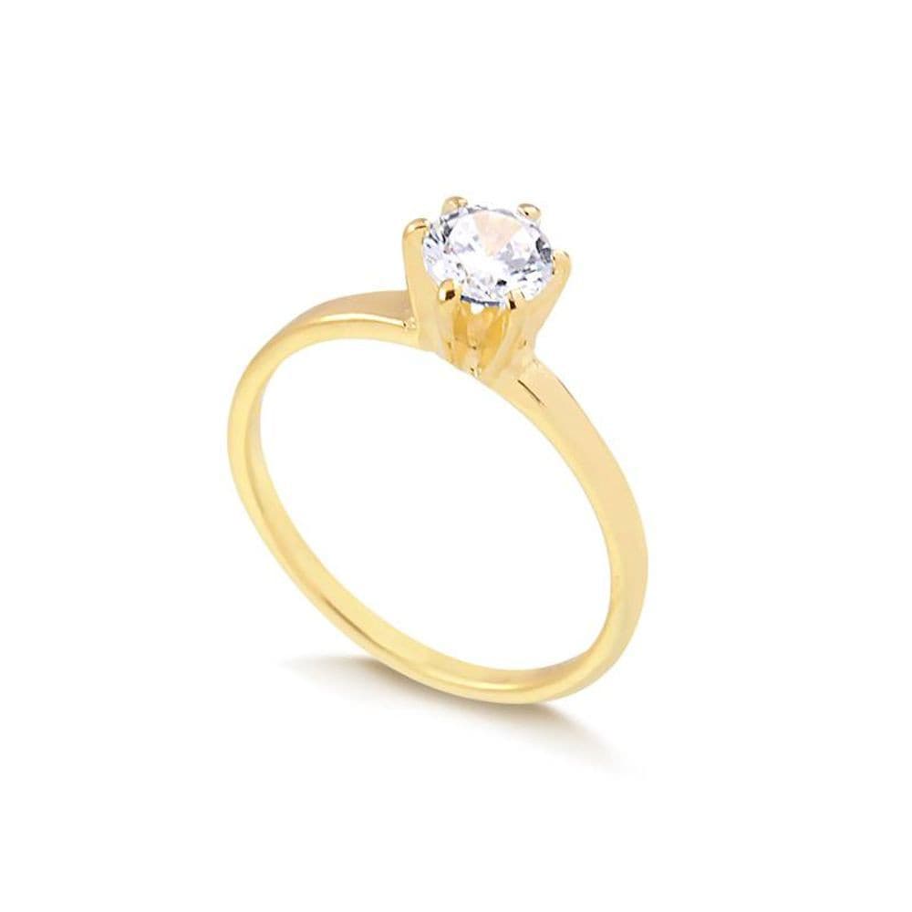 Anel Solitário Banhado A Ouro 18k Com Pedra Zircônia