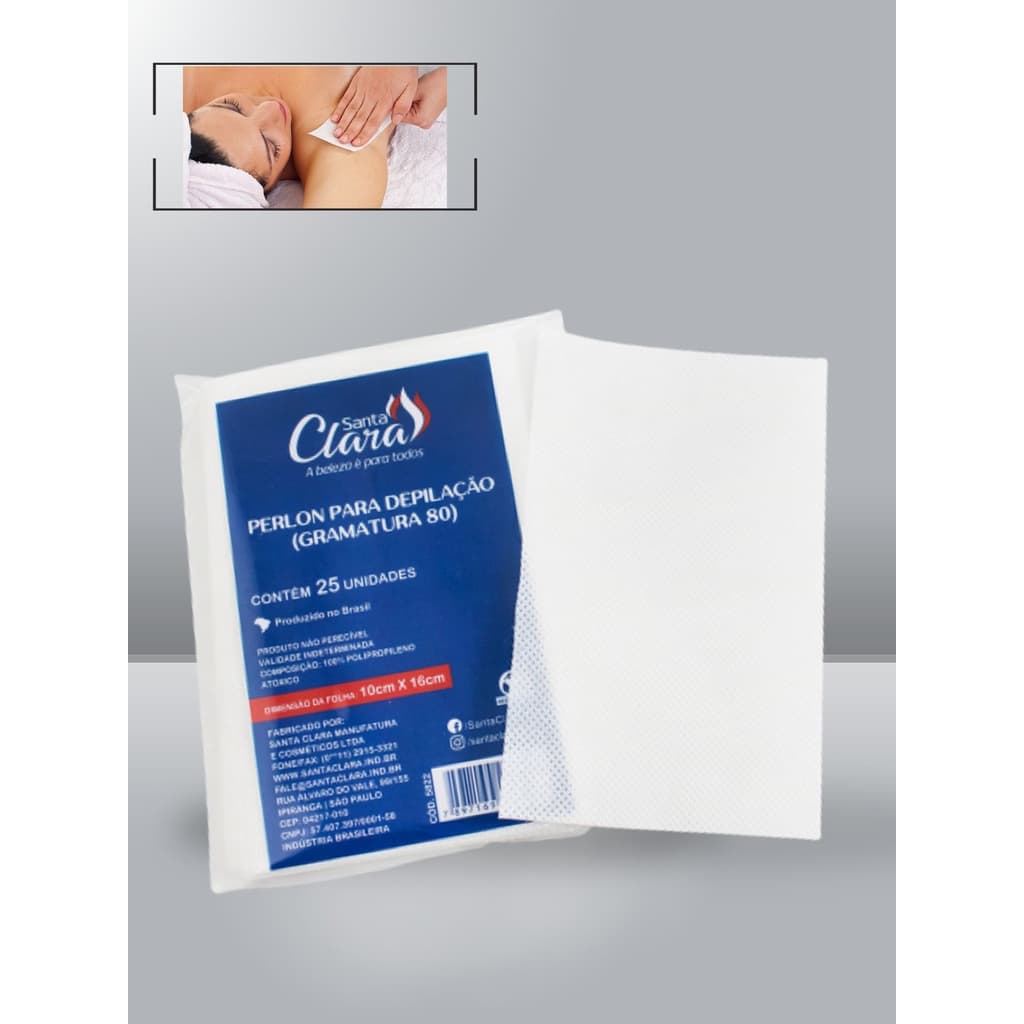 Papel Perlon Lenço Para Depilação Com 25 Unidades - Santa Clara