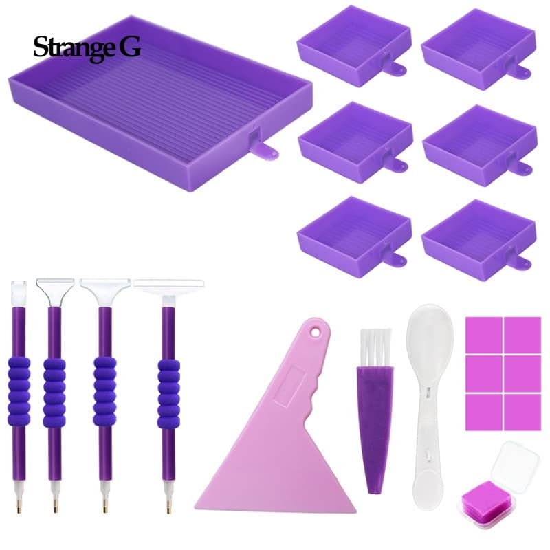 Organizador De Bandejas De Pintura Com Diamante , Acessórios E Kit De Ferramentas Para Canetas