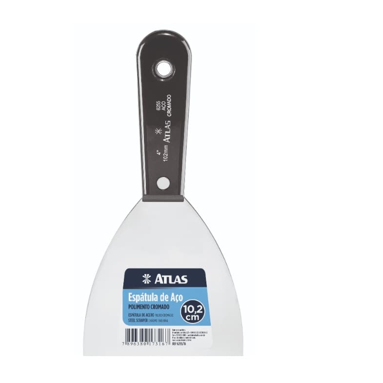 Espatula Aço Cromado Com Cabo Plastico 4'' 10,2 cm - ATLAS