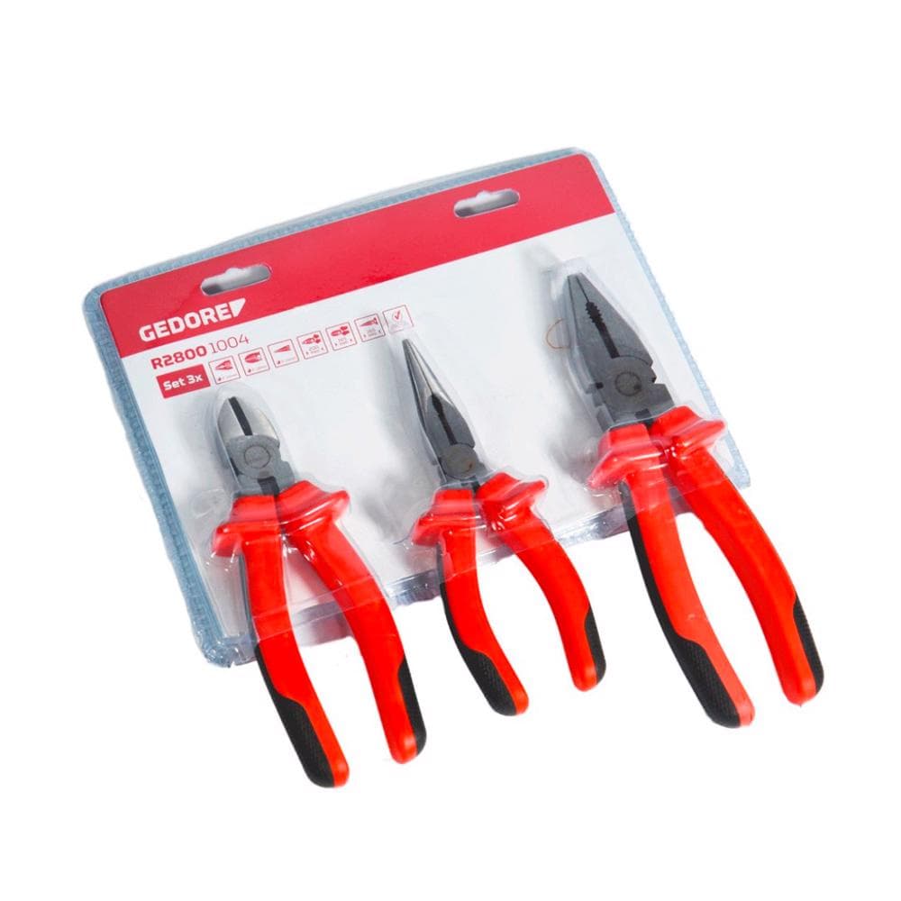 Jogo De Alicates Corte Universal Diagonal 3 Pçs Profissional Gedore Red Alta Voltagem Isolado 1000V