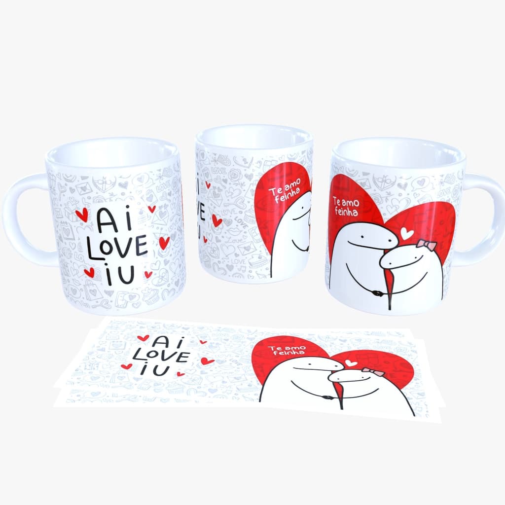Caneca De Porcelana Personalizada Flork I love iu C