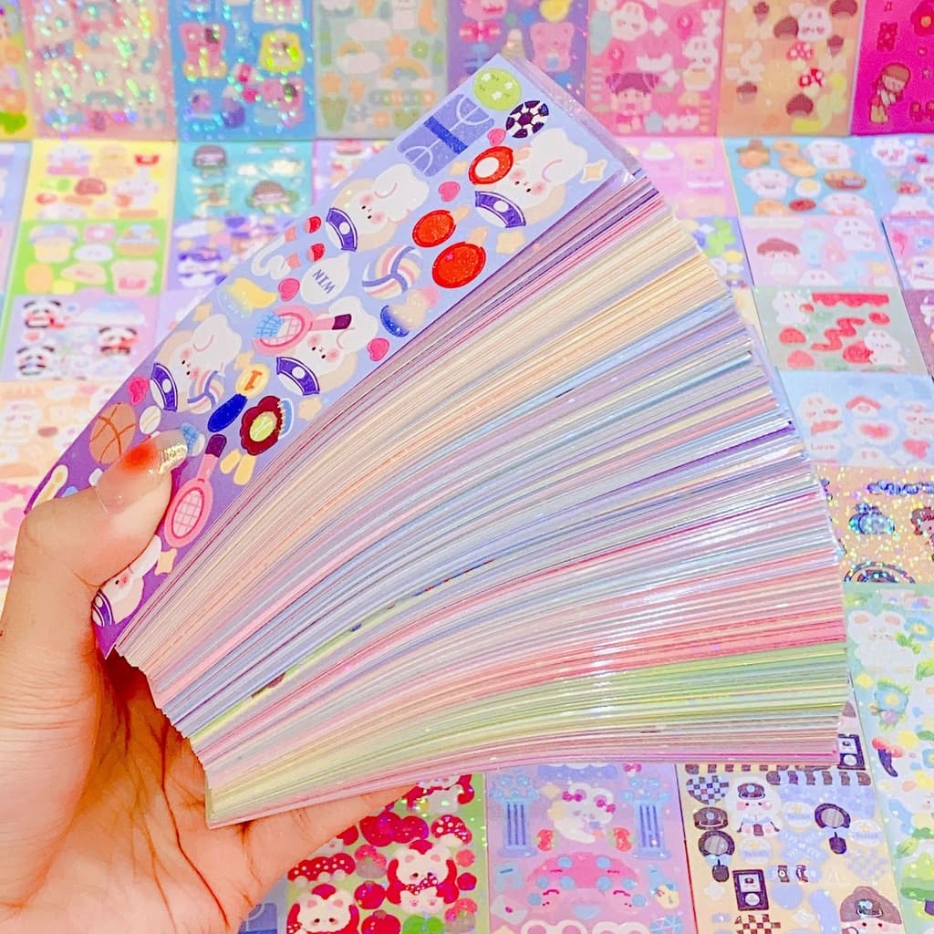 50Pcs Autocolantes Do Manual De Desenhos Animados Bonitos Brilhantes A Laser Decorativos DIY