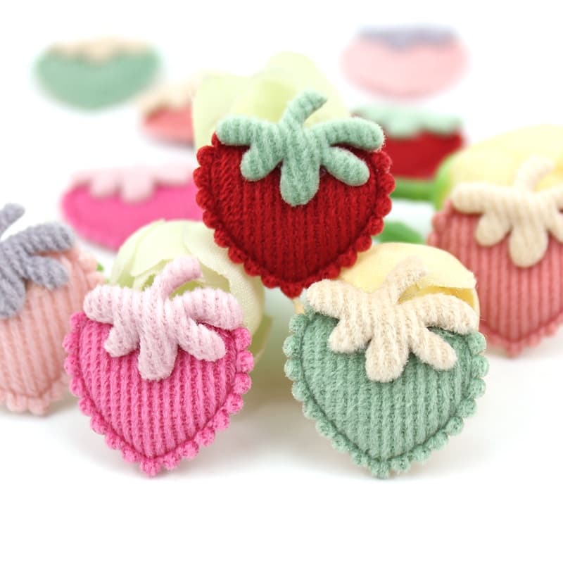 40 Peças 2.5 * 2.8cm Apliques De Morango Feitos À Mão Bebê Grampo De Cabelo Artesanato Decoração Ornamento Acessórios De