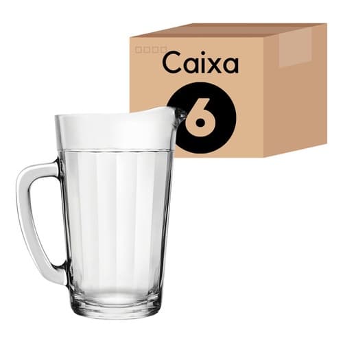 kit 6 Jarra De Suco Vidro Estilo Copo Americano 750ml C/alça Nadir