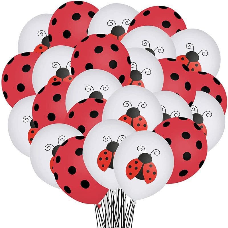 Balão Temático Joaninha 12 Polegadas Red Black Polka Dot Latex Para Decorações Da Festa De Aniversário Infantil