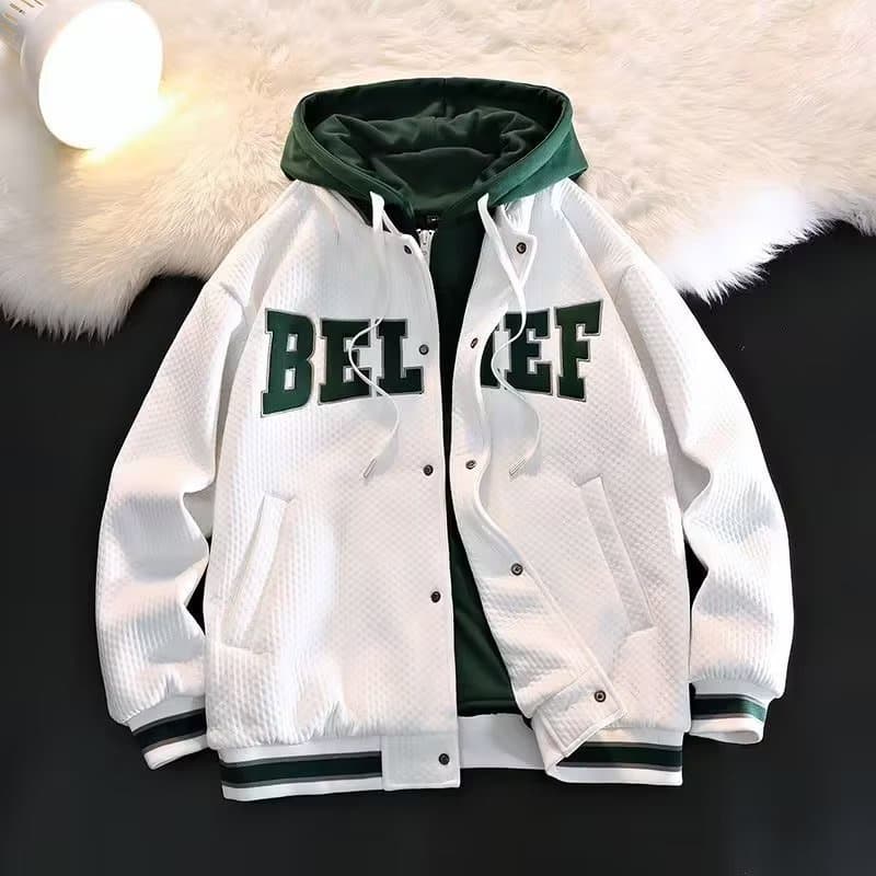 Jaqueta Bomber Bordada Com Letras Plus Size Para Homens , De Tecido De Camada Dupla De Alta Qualidade Capuz Vintage