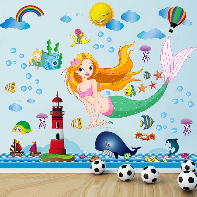 [Adesivos de parede] Adesivos de parede Adesivos de parede quentes de desenho animado Ocean Hall Jardim de infância Deco