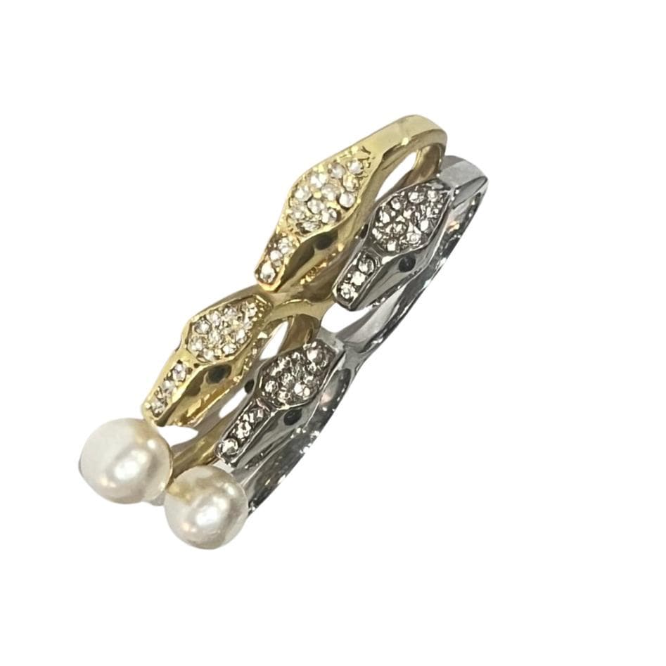 Anel Duas Cobras Com Strass  Em Aco Inox Cod. 5195-18