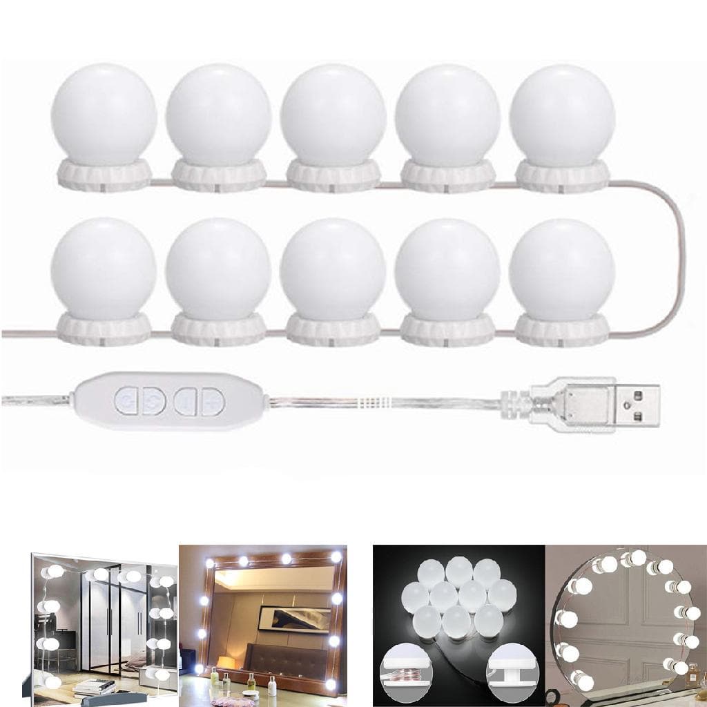 Kit Luminária De Espelho Camarim 10 Lâmpadas De Led Com 3 Cores Linha Premium